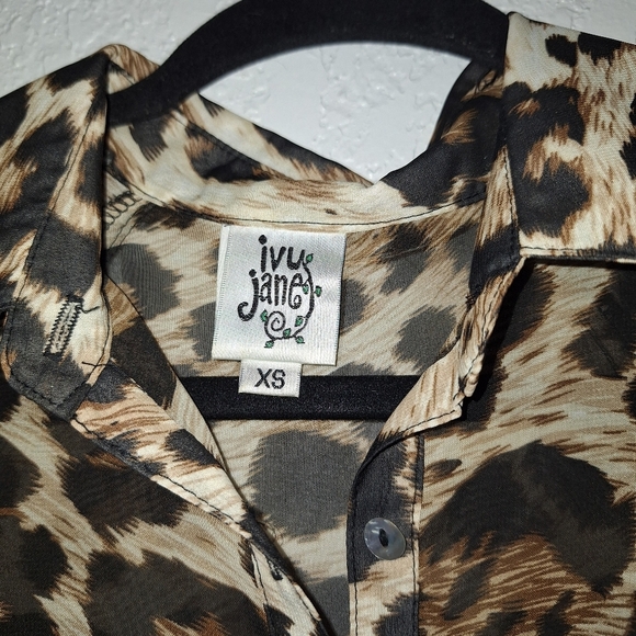 Ivy Jane Leopard Print Semi-Sheer Boho Hi Low Tunic/Dress Size XS - Picture 4 of 9